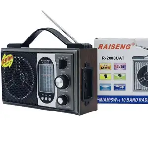 RAISENG R-2008UAT FM AM SW 3 الفرقة خمر الرجعية راديو قابلة للشحن راديو مع USB SD TF Mp3 لاعب