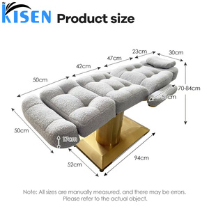 เตียงนวดหน้าแบบเงียบ Kisen พร้อมฐานหมุนได้ ที่วางอุปกรณ์ทำเล็บเท้า ที่นอนสระผมแบบไทย ปรับแต่งสี PU ได้ สำหรับสปา - Product Image 3