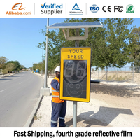 Panneau de signalisation radar solaire de vitesse avec affichage LED en aluminium, détecteur de vitesse pour cône de signalisation, limite de vitesse 1-199 km/h, prix usine