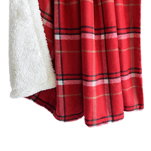 Cozy 50x60 Inches <strong>Red</strong> Black Buffalo Plaid Sherpa Fleece <strong>Blanket</strong> 100% Polyester Soft Warm Reversible Winter <strong>Throw</strong> for Couch Bed - Product Image 2