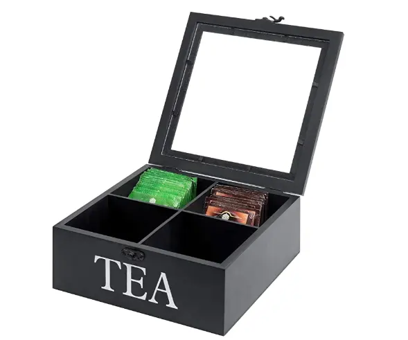 Square Tea Gift Packing MDF Display Window Candy Tea Bag Storage Wood Box