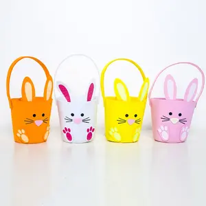 New Easter egg bucket with bunny ears creative Long-eared rabbit children's felt storage gift bucket