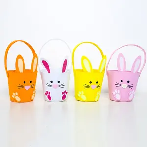 Seau à œufs de pâques 50 unités, couvercle créatif de rangement en feutre avec oreilles de lapin pour enfants, nouveau