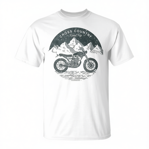 T-shirt unisexe pour adultes à manches courtes et col rond avec impression sérigraphique pour les voyages en moto tout-terrain - Product Image 3