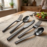 Ensemble de couverts en acier inoxydable 18/10 de qualité supérieure, manche hexagonal de luxe, finition or mat, durable et éco-responsable