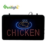 Enseigne LED lumineuse Genilight pour intérieur, 56*33cm, DC12V, avec bord clignotant, pour publicité de poulet frit, garantie 1 an, décoration intérieure
