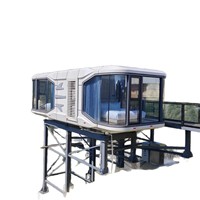 Capsule spatiale moderne de luxe, modulaire, portable, dôme de glamping, maison résistante aux ouragans, installation facile, maison de vacances, maison à 2 chambres