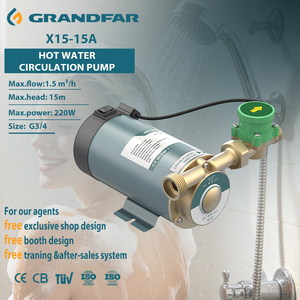 GRANDFAR Bomba de latón de 120W y 12m para alta circulación de agua, potenciador de circulación doméstico para calentador de acero inoxidable y ducha X15-15A - Product Image 1