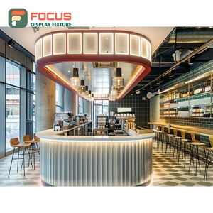 Vitrine professionnelle pour café avec porte en verre d'angle, base en noyer, meuble de présentation pour café - Product Image 1