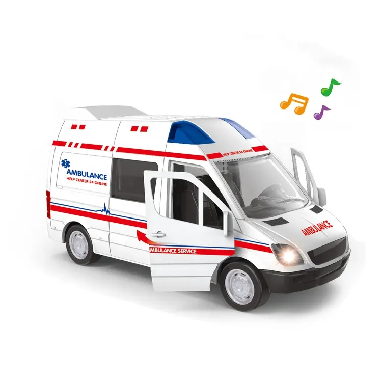 Pull Back Musical Light Open Door Alloy Metal Car Ambulance Toy Kids Diecast Toy Car