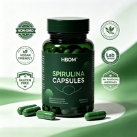 Capsules de spiruline OEM en marque privée, complément d'algues bleu-vertes riches en protéines, chlorophylle, antioxydants, capsules végétaliennes