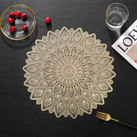 Set de table vintage en dentelle florale PVC TUOTU, diamètre 380 mm, antidérapant, résistant à la chaleur, pour Thanksgiving, Noël, dîner en famille, décoration d'appartement
