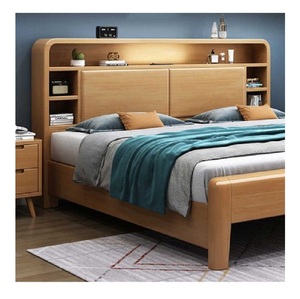 Hiện Đại Sang Trọng Nội Thất Phòng Ngủ Đặt Gỗ Sồi Nữ Hoàng Vua Kích Thước Lưu Trữ Giường Khung Gỗ Giường Trực Tiếp Ấn Độ Nhà Sản Xuất Chất Lượng Cao - Product Image 1