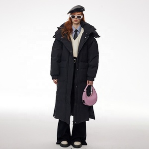 Veste longue en <span class=keywords><strong>duvet</strong></span> pour femmes, imperméable, épaissie, couleur unie, <span class=keywords><strong>chaude</strong></span>, vêtements d'extérieur d'hiver pour femmes, en stock - Product Image 5