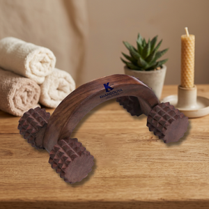 Rodillo de madera curvado con puntas grandes para acupresión de la columna vertebral y masaje de espalda, para alivio profundo del dolor y gestión del estrés. - Product Image 3
