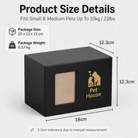 Urne funéraire de luxe en bois noir écologique pour animaux de compagnie, avec couvercle coulissant arrière, cadre photo et boîte commémorative pour cendres de chien ou de chat, personnalisable, vente en gros