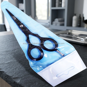 Ciseaux de barbier professionnels écologiques multi-couleurs en acier inoxydable à haute teneur en carbone, tranchants, pour droitiers, à long manche, équipement de salon - Product Image 3