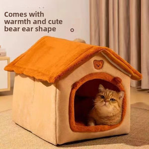 Groothandel Huisdierbedden Vier Seizoenen Universeel Verwijderbaar Wasbaar Kattenhuis Winter Warm Nest Voor Katten En Honden Semi-Gesloten Ontwerp - Product Image 4