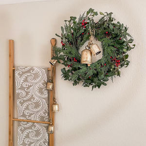 กระดิ่งทองเหลืองโบราณแบบแขวนพร้อมเชือกป่านและหูจับเชือกสำหรับตกแต่งคริสต์มาส - Product Image 4