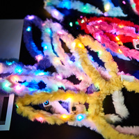 Serre-tête en peluche à 14 lumières en forme d'oreilles de lapin, avec effet lumineux clignotant, idéal pour les fêtes de Noël – Nouvelle fonctionnalité en gros