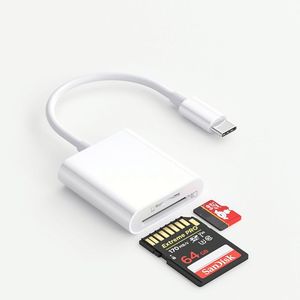 <b>USB</b> Type C 2-in-1 <b>SD</b> <b>Card</b> Reader White Hub Otg Micro Multiport Compatible TF Camera Memory <b>Adapter</b> for Phones Pad Phone - Product Image 1