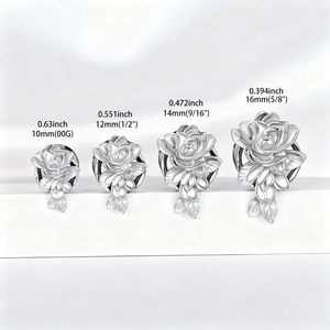 Evorte Flower Gold 316L <span class=keywords><strong>Acier</strong></span> <span class=keywords><strong>chirurgical</strong></span> inoxydable, dilatateurs d'<span class=keywords><strong>oreille</strong></span>, plugs, tunnels d'<span class=keywords><strong>oreille</strong></span>, piercing, bijoux de corps pour femmes, mariage - Product Image 6