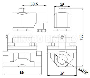 Katup Solenoid tekanan tinggi, katup Solenoid tekanan tinggi, 2 cara biasanya buka katup Stainless Steel <span class=keywords><strong>3</strong></span>/8 ''1/2'' <span class=keywords><strong>3</strong></span>/4 ''1'' 25 bar - Product Image 2