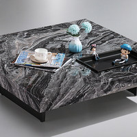 Table basse carrée de luxe léger, moderne et simple, en marbre haut de gamme, avec plateau en pierre pour salon et rangement intégré