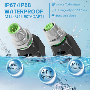 Công nghiệp Hàn 90 độ M12 nối D Mã 4 pin nữ nam cắm để RJ45 Adapter IP67 nối chống thấm nước cho tín hiệu - Product Image 5