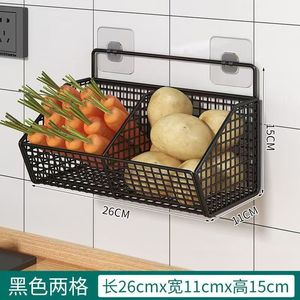 Wall Mounted Spice Basket For Garlic Ginger Chili <b>Kitchen</b> <b>Storage</b> <b>Rack</b> With 3 Compartments Easy Installation No Tools Needed - Product Image 3
