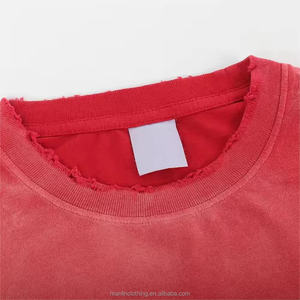 Streetwear T-Shirt en détresse Logo personnalisé surdimensionné 100% coton t-shirt hommes avec petit Edage toutes les chemise de haute qualité t-shirt - Product Image 4