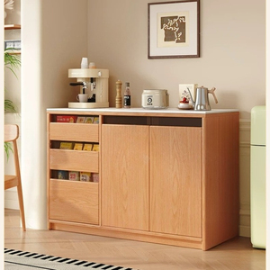 Buffet de café modulaire <span class=keywords><strong>en</strong></span> bois, meuble de rangement autoportant haut avec panneau arrière perforé et étagères réglables - Product Image 3