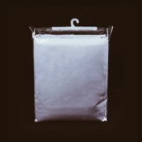 Sac d'emballage transparent en PVC pour textile de maison, lot de quatre pièces, avec crochet en plastique pour draps, modèle M03, fourni par l'usine