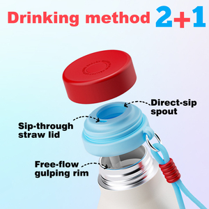 Small Double Wall Insulated Mug 304 Stainless Steel for Hot&Cold Drinks Leak Proof Water <b>Bottle</b> with Carry Handle - Product Image 2