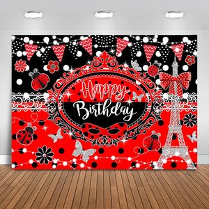 Fondo Fotográfico Personalizable de Alta Calidad con Diseño de Mariquita Roja y Negra, Fondo para Cumpleaños de Niña, <span class=keywords><strong>Banner</strong></span> para Mesa de Pastel, Decoración de Fiesta - Product Image 4
