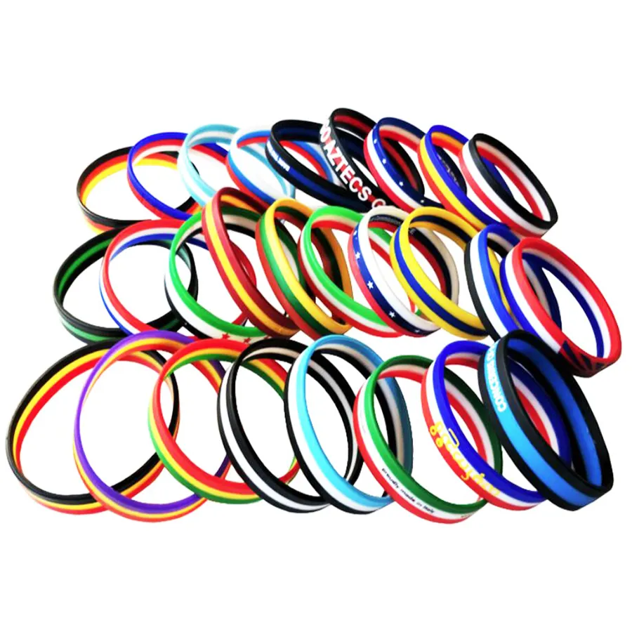 Countries flags silicone rubber bracelet football cup silicone rubber bracelet