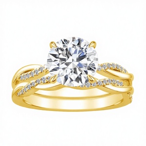 Fine Jewelry Trendy Classic Cord Design 2ct Moissanite Platinum Plated Prong Setting 925 Sterling Silver Tishya Diamond <b>Ring</b> - Product Image 2