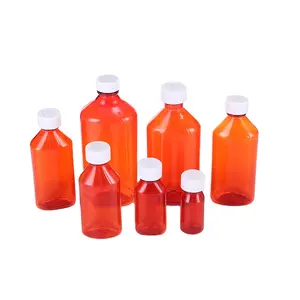 Frasco de remédios de plástico PET quadrado de 6 onças com corpo CR redondo e tampa de rosca para uso líquido com selo e tampa, preço de fábrica
