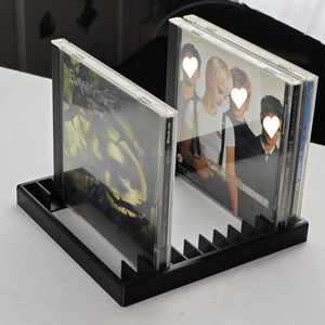Cd Storage Rack 12 Compartments Desktop <b>Plastic</b> Cd <b>Disc</b> Album Organizer Black White Red - Product Image 1