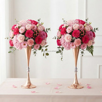 Vases en métal hauts pour centre de table de mariage, vase à fleurs élégant en fer pour la décoration de table de banquet d'hôtel