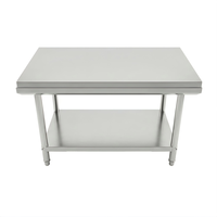 Table de travail en acier inoxydable de qualité alimentaire 304 avec cadre durable, étagère inférieure et pieds ronds pour station de préparation – Approvisionnement direct usine