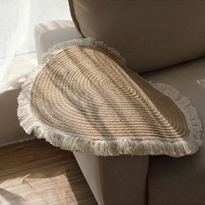 Boho <span class=keywords><strong>juta</strong></span> tappeto pavimento rotondo <span class=keywords><strong>juta</strong></span> intrecciato a mano <span class=keywords><strong>tappeti</strong></span> per la decorazione con nappe - Product Image 4