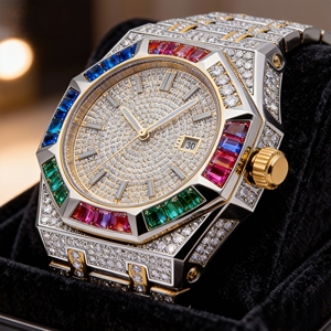Hiphop Rapper fabbricazione fatto a mano rodio 10k 14k oro rosa placcato in acciaio inox orologi busto giù Moissanite orologio per uomo - Product Image 1
