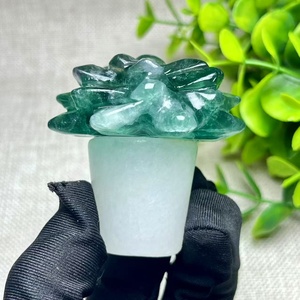 Flor de cristal natural <span class=keywords><strong>planta</strong></span> en maceta tallado artesanías 5-6cm cuarzo rosa fluorita cristal curativo decoración del hogar regalo - Product Image 4