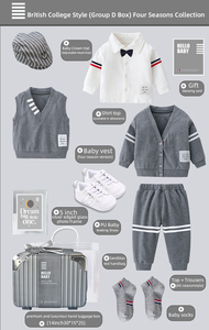 Tuta Grigia di Alta Qualità Stile College per Neonati, Giacca Pieghevole per Bambini, Confezione Regalo per Primo Compleanno - Product Image 3