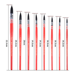 Giorgione 8支圆形红色刷子流行艺术家油漆刷，带尼龙头发和木柄，用于水彩绘画 - Product Image 3
