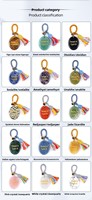 Porte-clés en pierre de palmier en cristal naturel, pendentif de voiture en pierre d'agate gravée, breloque de sac en pierre de méditation