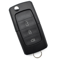 Carcasa de repuesto para llave remota de coche de 3 botones, con función de bloqueo/desbloqueo y bocina, sin chip, con hoja de llave