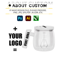 Nouvelle tasse à mélanger automatique USB en verre personnalisée pour café, eau, protéines, milkshake, réutilisable, compatible lave-vaisselle, design avec logo personnalisé