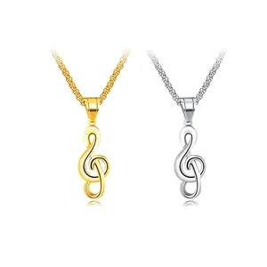 Musik liebhaber Music Note Halskette Silber vergoldet Music Note Anhänger Schmuck Paar Halsketten